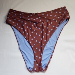 AMERICAN EAGLE Aerie High Cut Cheeky Poka Dot Swim Bikini Bottoms Size XXL